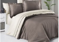 Постельное белье сатин delux First Choice - Serenity Mink & Cream (Turkey), евро